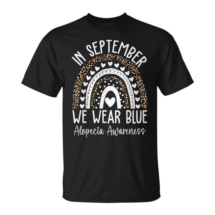 In September We Wear Blue Alopecia Areata Awareness Month T-Shirt