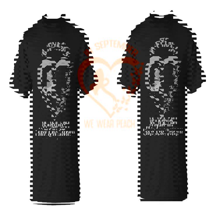 Heart Ribbon Uterine Cancer Awareness T-Shirt Heart Ribbon Uterine Cancer Awareness T-Shirt