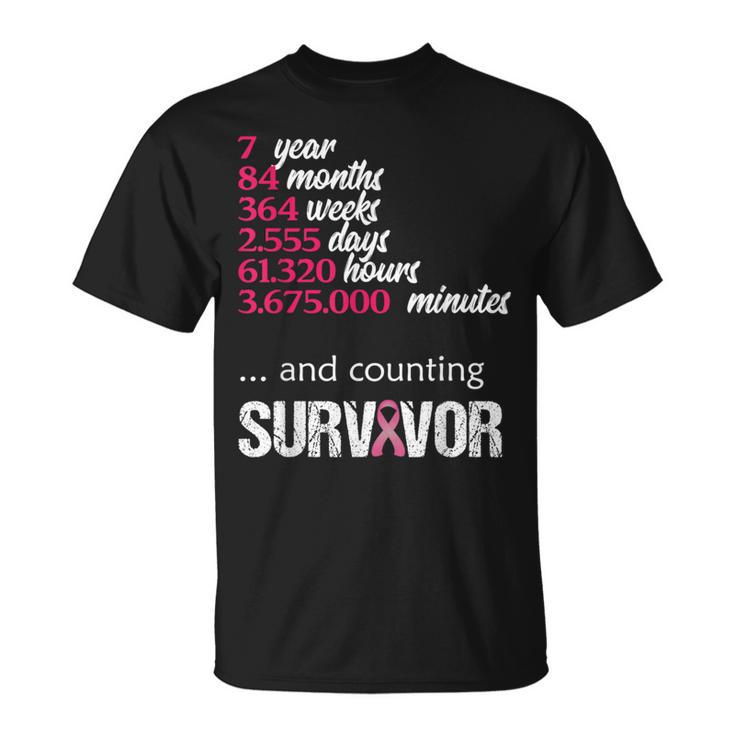 Seven 7 Years Survivor Breast Cancer Awareness T-Shirt