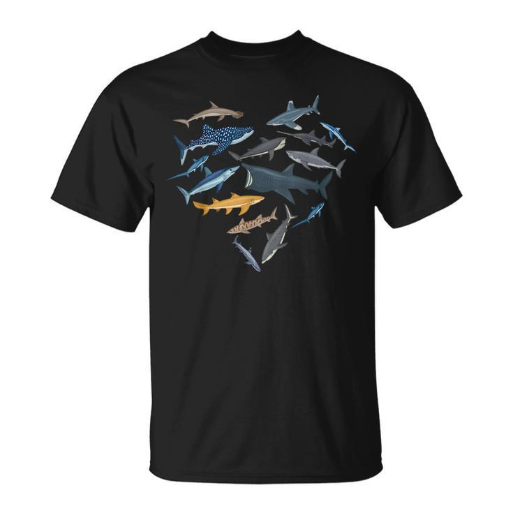 Shark Heart Sea Animal Underwater Shark Lover  Unisex T-Shirt