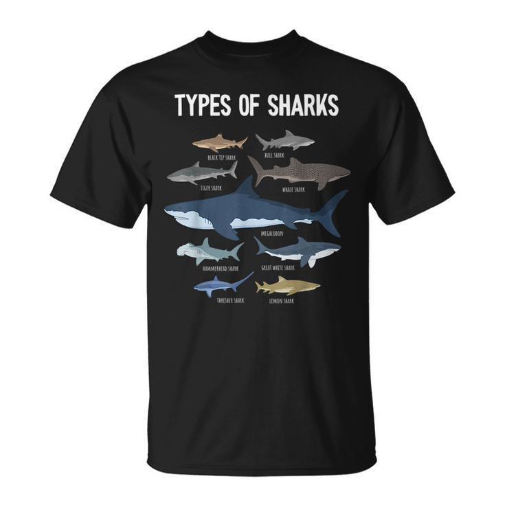 Shark Lover Types Of Sharks Kinds Of Sharks Shark  Unisex T-Shirt