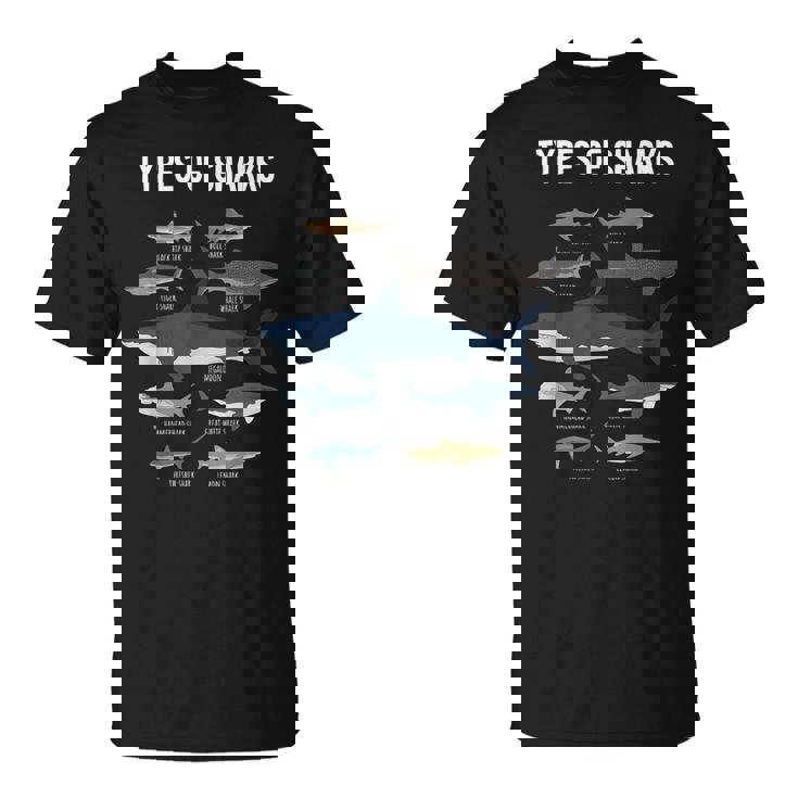 Shark Lover Types Of Sharks Kinds Of Sharks Shark T-Shirt