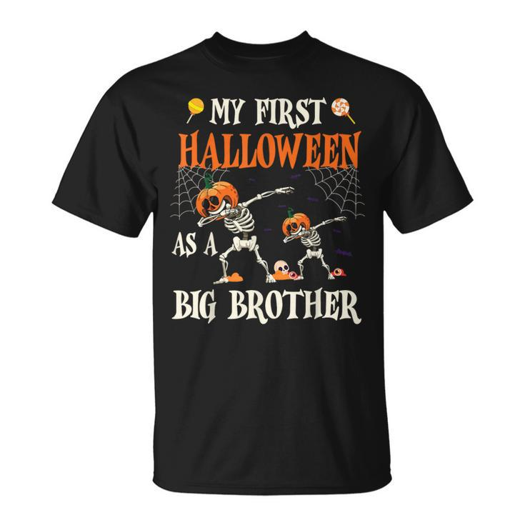 Skeleton Dabbin Together My First Halloween As A Big Brother T-Shirt