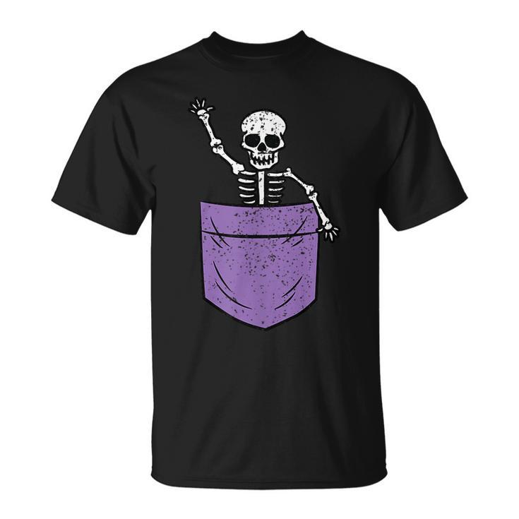 Skeleton Pocket Halloween Costume Skull Character T-Shirt