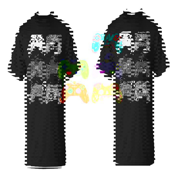 Skeleton Zombie Gaming Controllers Halloween For Gamer Boys T-Shirt