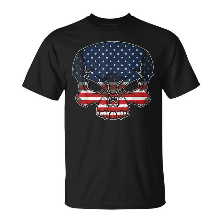 Skull American Flag 4Th Of July Cool Skeleton Patriotic  Patriotic Funny Gifts Unisex T-Shirt