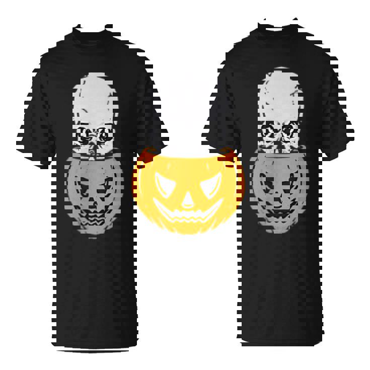 Skull Pumpkin Halloween Subtle Minimal Trick Or Treat Halloween T-Shirt