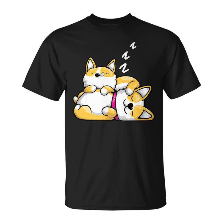 Sleeping Corgis Cute Corgi Couple   Unisex T-Shirt
