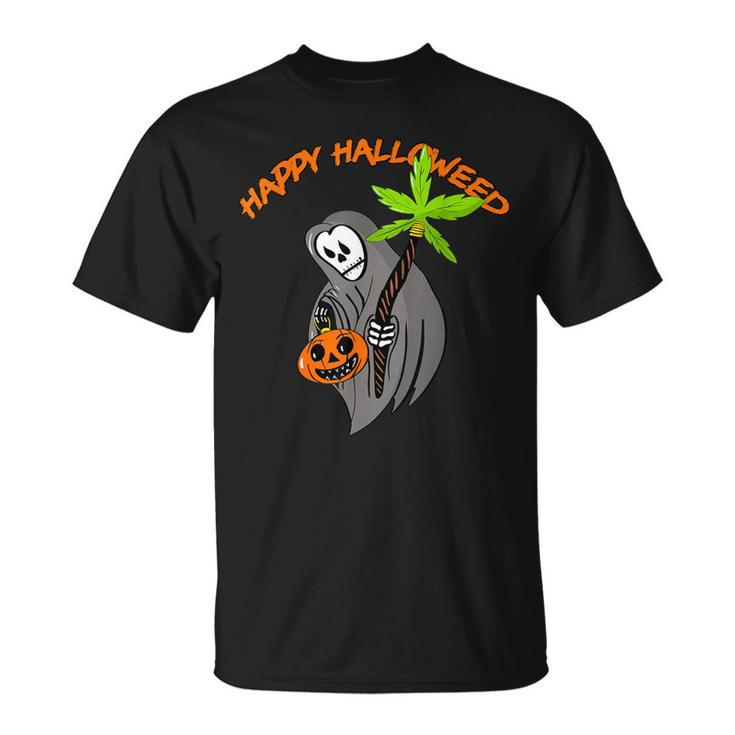 Smoking Weed Clothes Happy Hallowed Quote For 420 Supporter T-Shirt