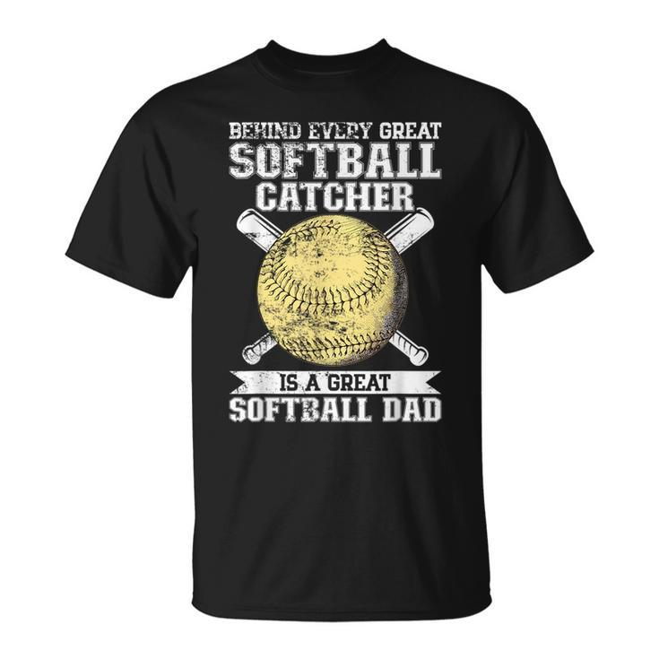 Softball Catcher Dad Pitcher Fastpitch Coach Fathers Day  Unisex T-Shirt