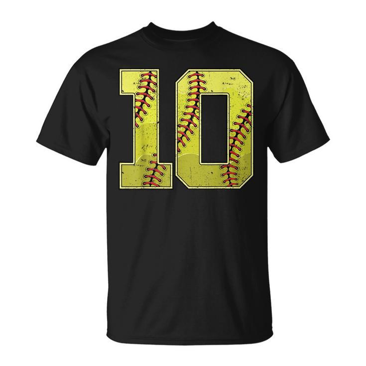 Softball Tenth 10Th Birthday Boy Girl Ten 10 Years Old Bday  Unisex T-Shirt