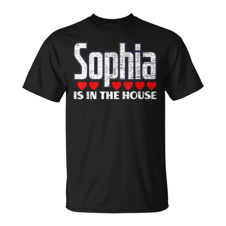 Sophia Is In The House Retro Hearts First Name Love Sophia Unisex T-Shirt