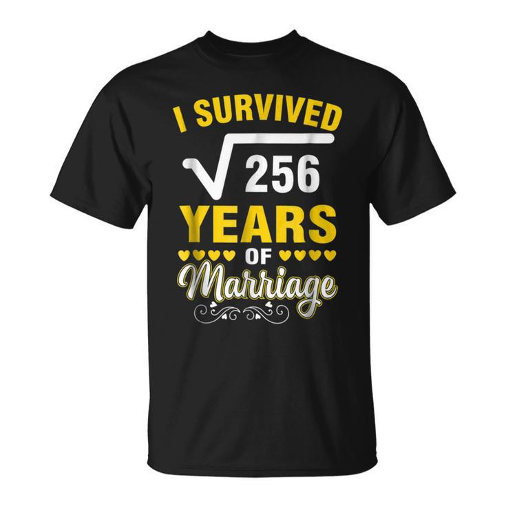 Square Root Of 256 16 Years Wedding Anniversary Unisex T-Shirt