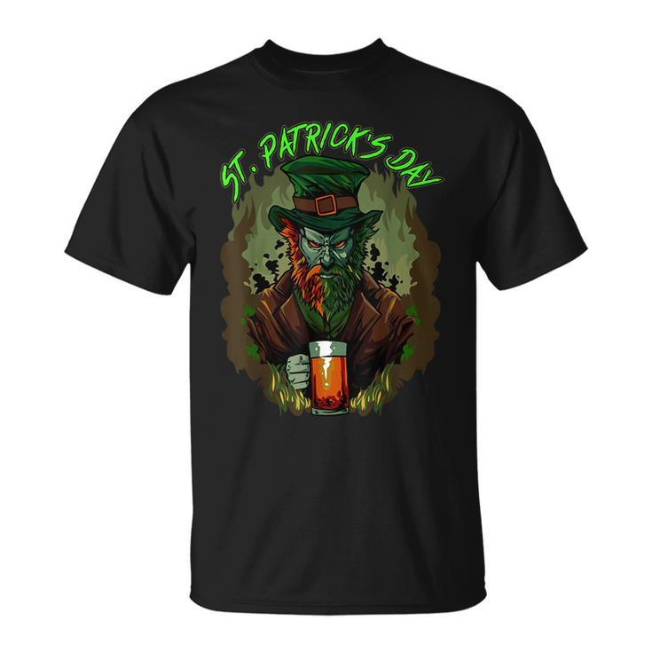St Patrick's Day Horror Scary Dark Leprechaun Spooky Cool Leprechaun T-Shirt