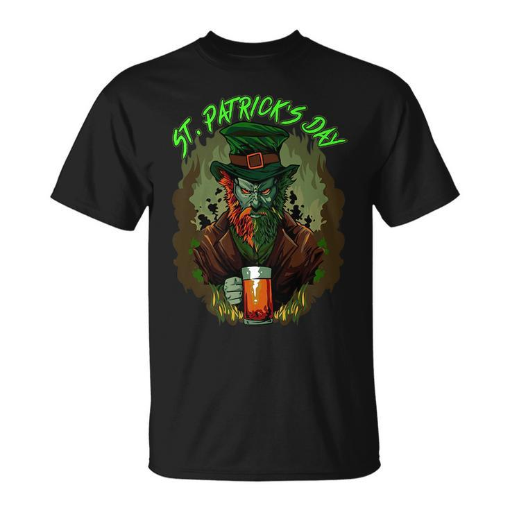 St Patricks Day Horror Scary Dark Leprechaun Spooky Cool   Unisex T-Shirt