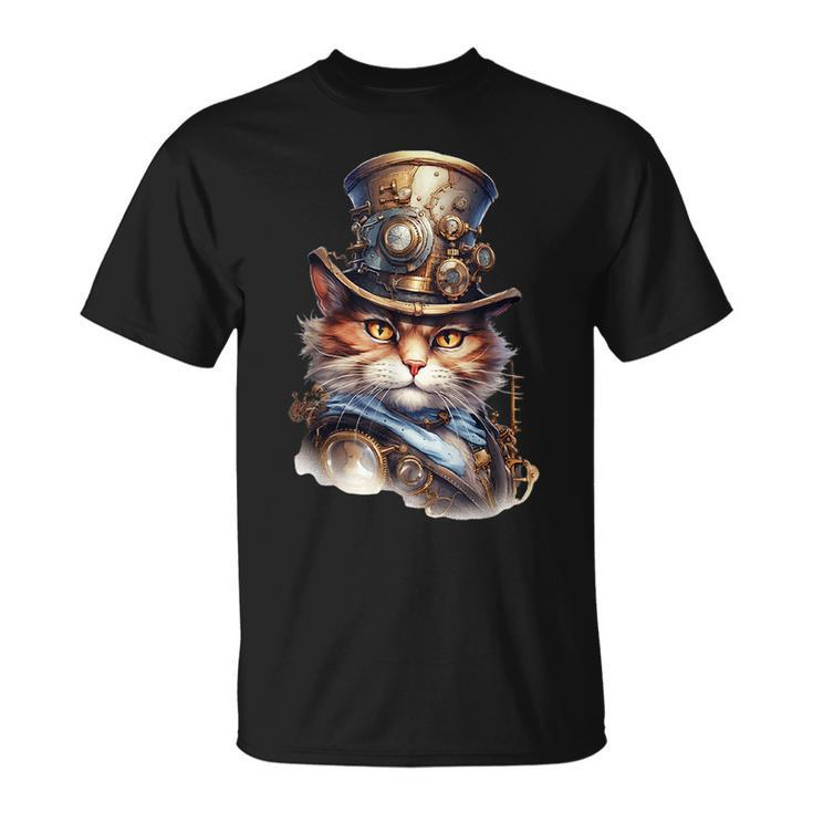 Steampunk The Commander Cat Victorian Unisex T-Shirt
