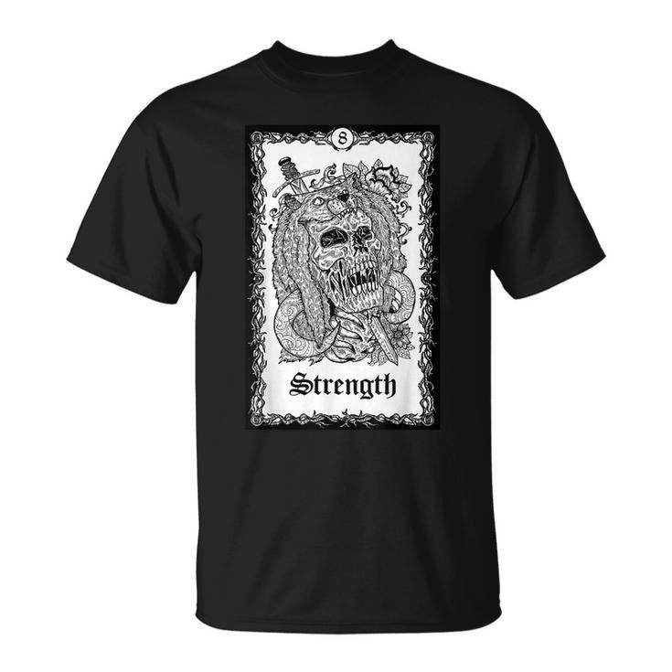 Strength Tarot Card Skull Goth Punk Magic Occult Tarot T-Shirt