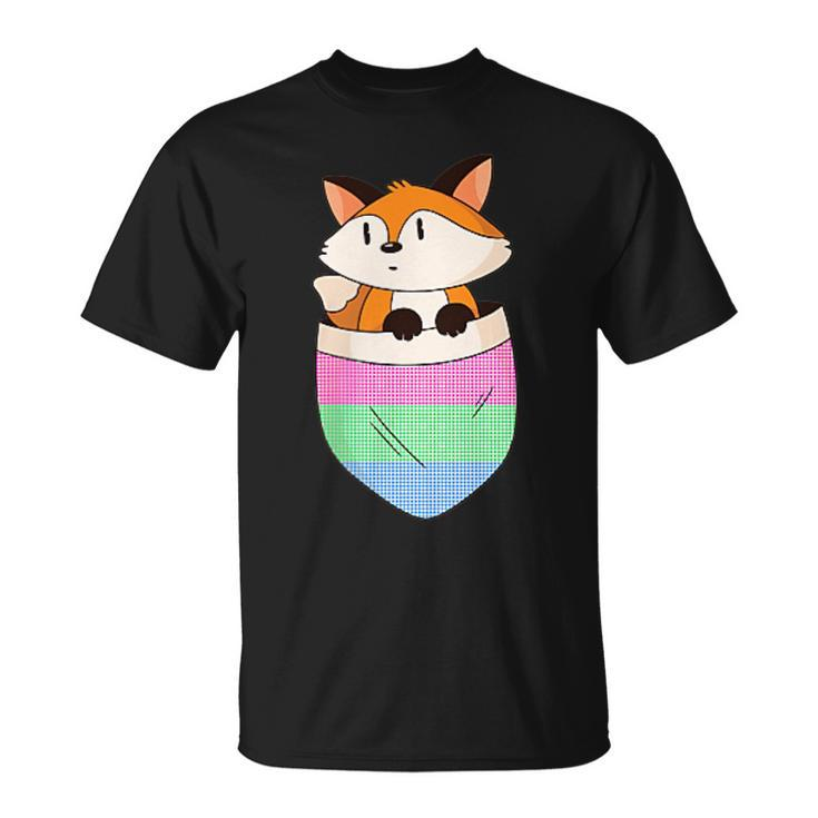 Subtle Pocket Fox Poly Pride Month Polysexual Flag Lgbt  Unisex T-Shirt