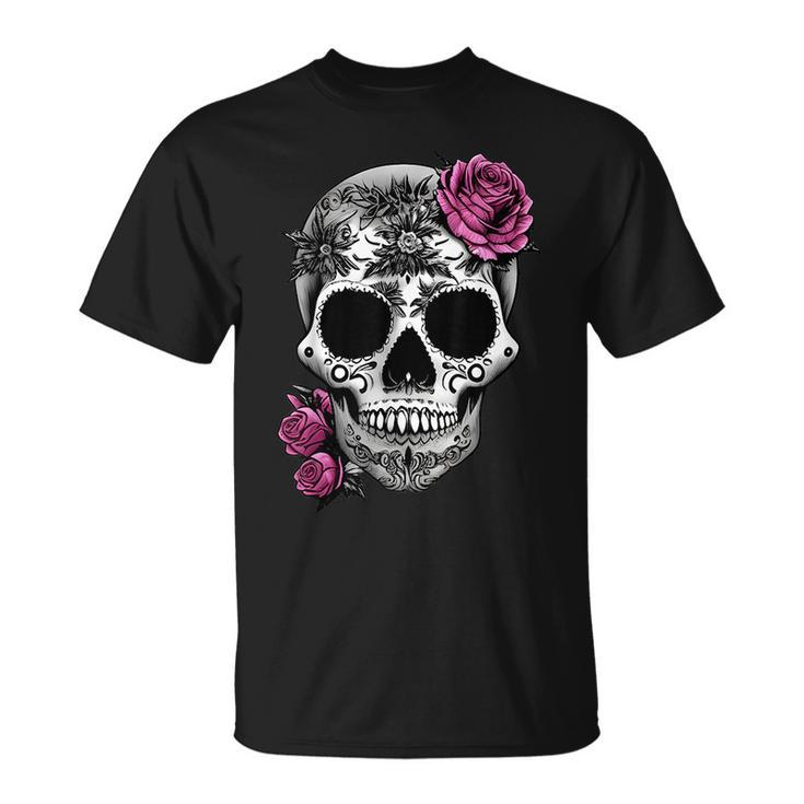 Sugar Skull Day Of The Dead Cool Bone Head Skulls  Unisex T-Shirt