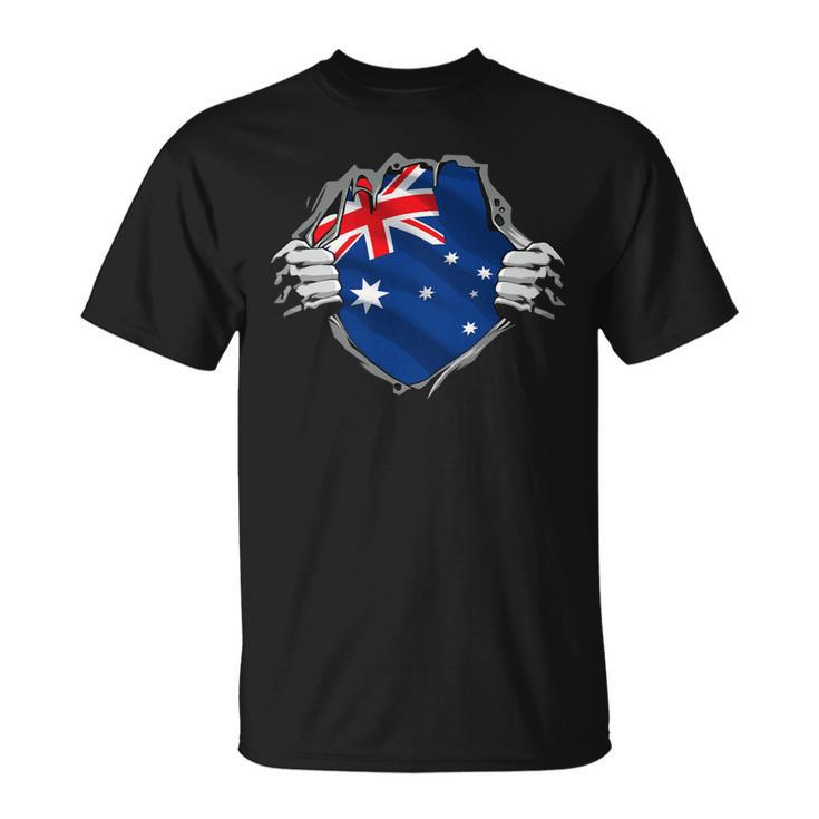 Superhero Australia Flag Aussie Hands Opening Shirt Chest Unisex T-Shirt