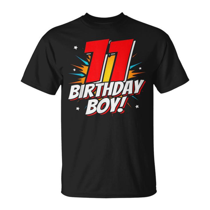 Superhero Birthday Boy Party 11 Year Old 11Th Birthday Unisex T-Shirt