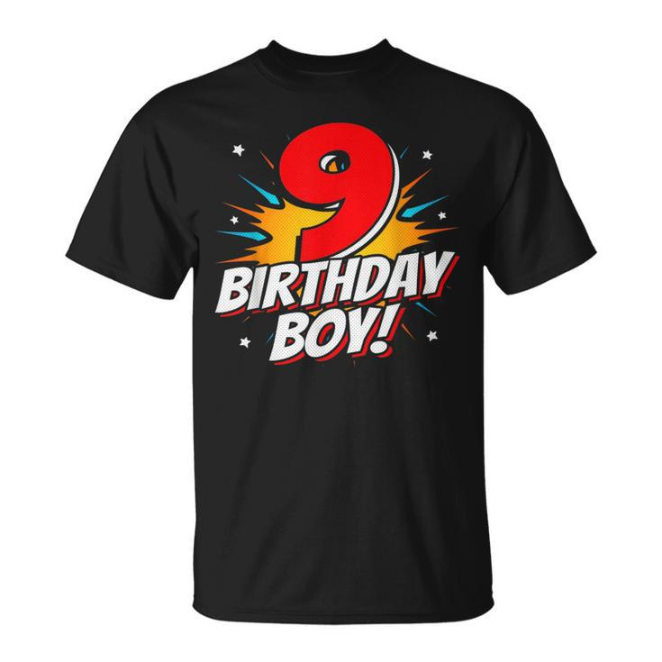 Superhero Birthday Boy Party 9 Year Old 9Th Birthday Unisex T-Shirt