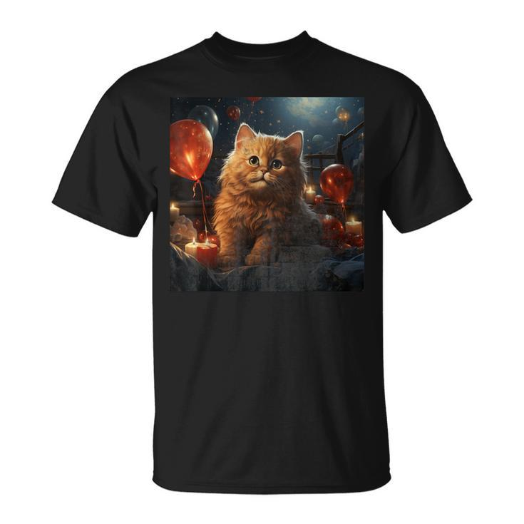 Suphalak Cat 4Th Of July Red Fireworks Star Pillow Graphic T-Shirt