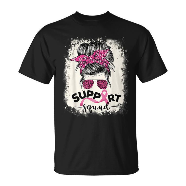 Support Squad Messy Bun Breast Cancer Awareness Pink Warrior Unisex T-Shirt