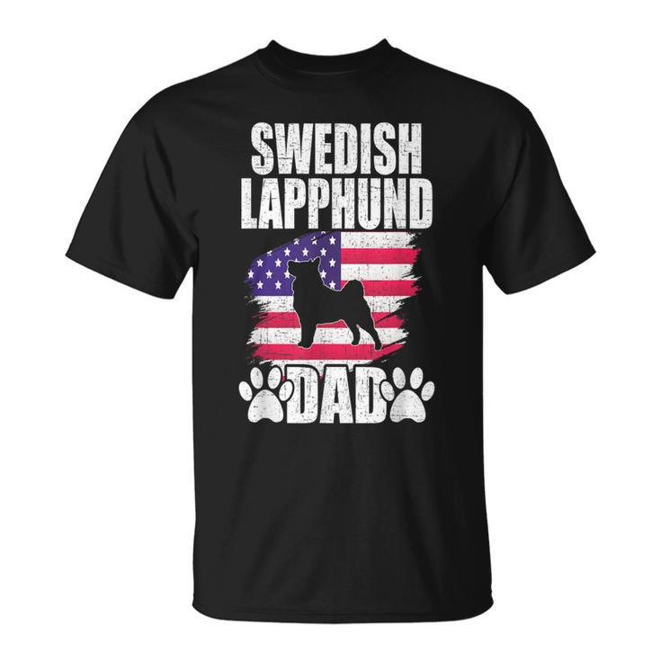 Swedish Lapphund Dad Dog Lover American Us Flag T-Shirt