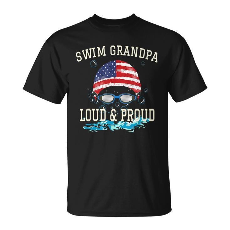 Swim Swimmer Funny Swimming Proud Grandpa Goggles  Unisex T-Shirt