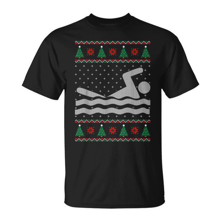 Swimming Ugly Christmas Sweater T-Shirt