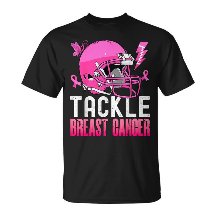 Tackle Football Pink Ribbon Breast Cancer Awareness Boys T-Shirt