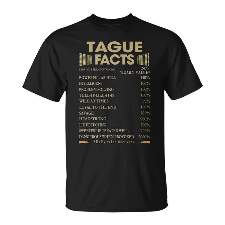 Tague Name Gift Tague Facts V2 Unisex T-Shirt