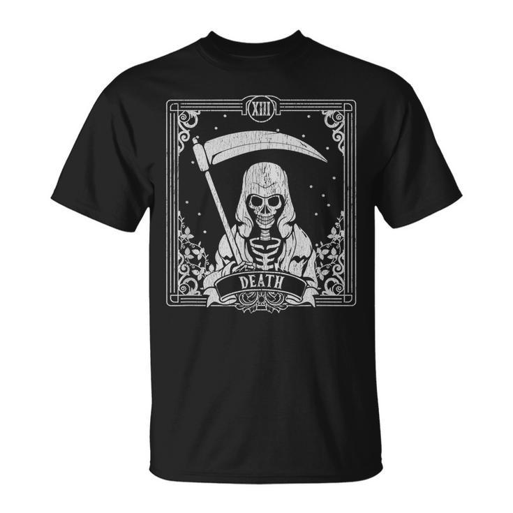 Tarot Card Death Halloween Skeleton Occult Vintage Tarot Funny Gifts Unisex T-Shirt