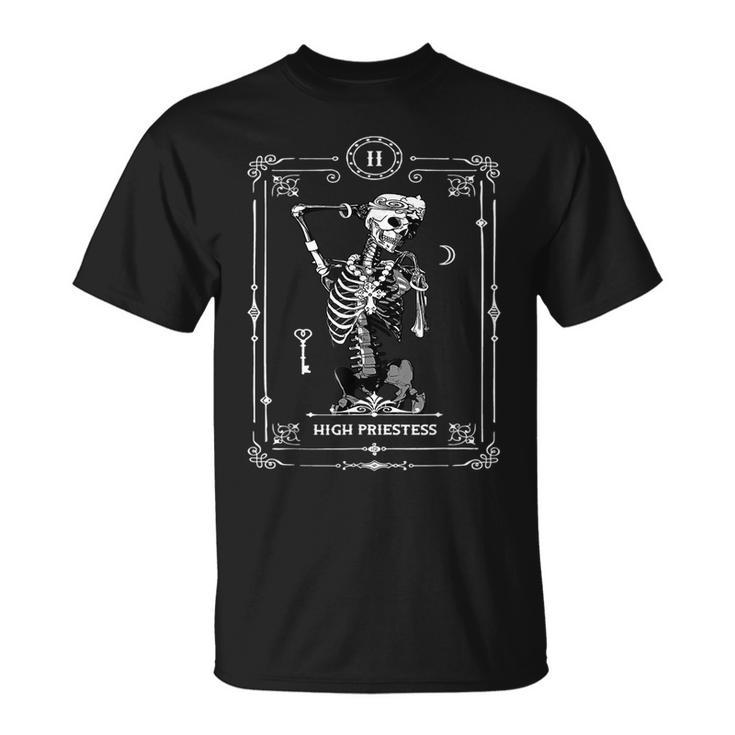 Tarot Card High Priestess Skeleton Skull Horror Goth Occult Tarot T-Shirt