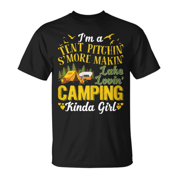 Tent Pitching Smore Making Lake Loving Camping Kinda Girl Gift For Womens Unisex T-Shirt