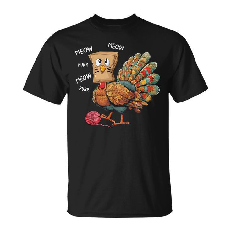 Thanksgiving Turkey Meow I'm A Cat Thanksgiving T-Shirt