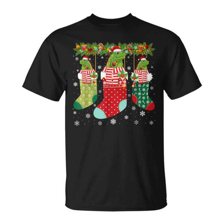 Three Iguana In Socks Ugly Christmas Sweater Party T-Shirt