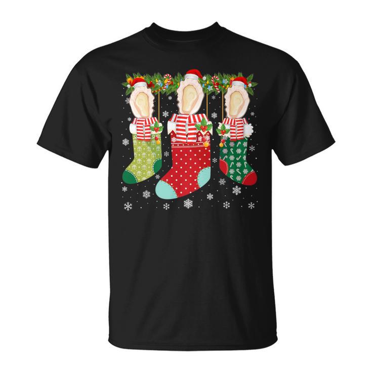 Three Oyster In Socks Ugly Christmas Sweater Party T-Shirt