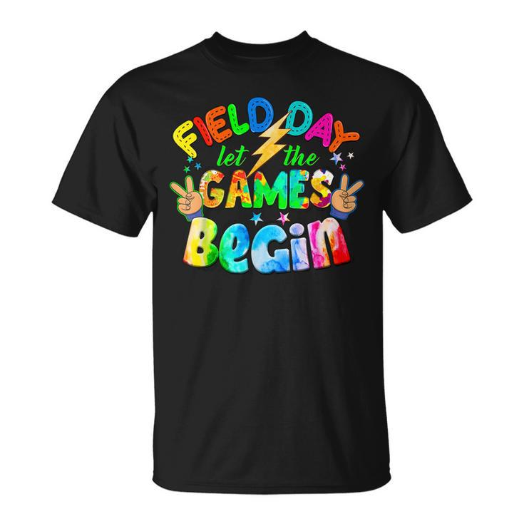 Tie Dye Funny Let The Games Begin Retro Field Day 2023 Unisex T-Shirt