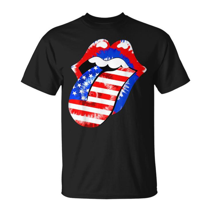 Tongue Lips American Flag 4Th Of July Proud Tie Dye  Unisex T-Shirt