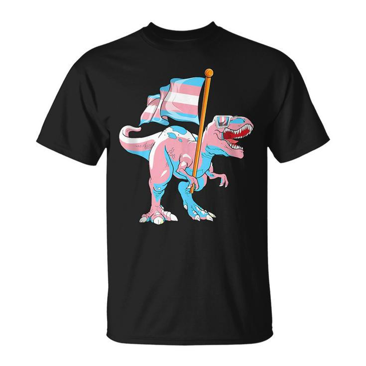Transgender Dinosaur T-Rex Trans Lgbt Pride Flag Pronouns  Unisex T-Shirt