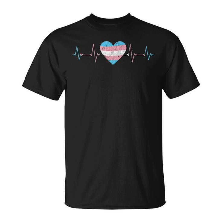 Transgender Heartbeat Trans Flag Ekg Pulse Line Pride Month   Unisex T-Shirt