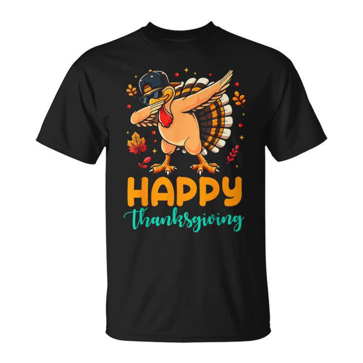Turkey Dabbing Happy Thanksgiving Day Pilgrim Boys Men T-Shirt