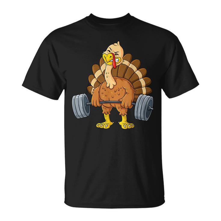 Turkey Deadlift Thanksgiving Day Fitness Weightlifting T-Shirt