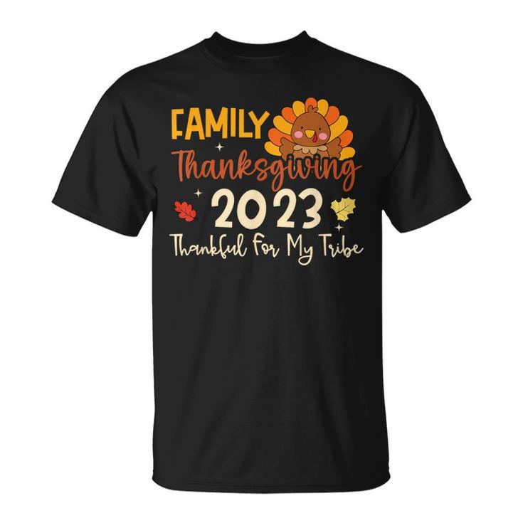 Turkey Family Thanksgiving 2023 Thankful For My Tribe Group T-Shirt