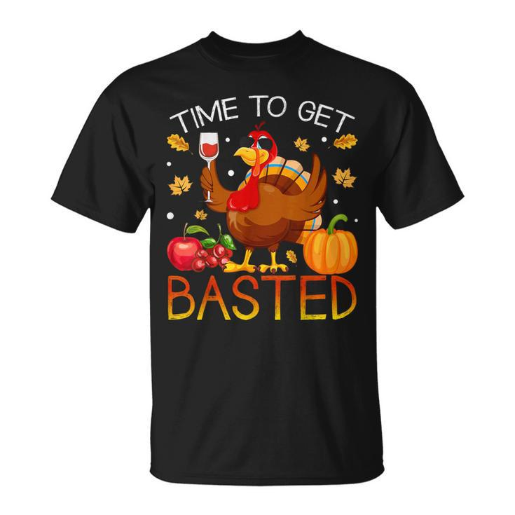 Turkey Time To Get Basted Retro Happy Thanksgiving Women T-Shirt