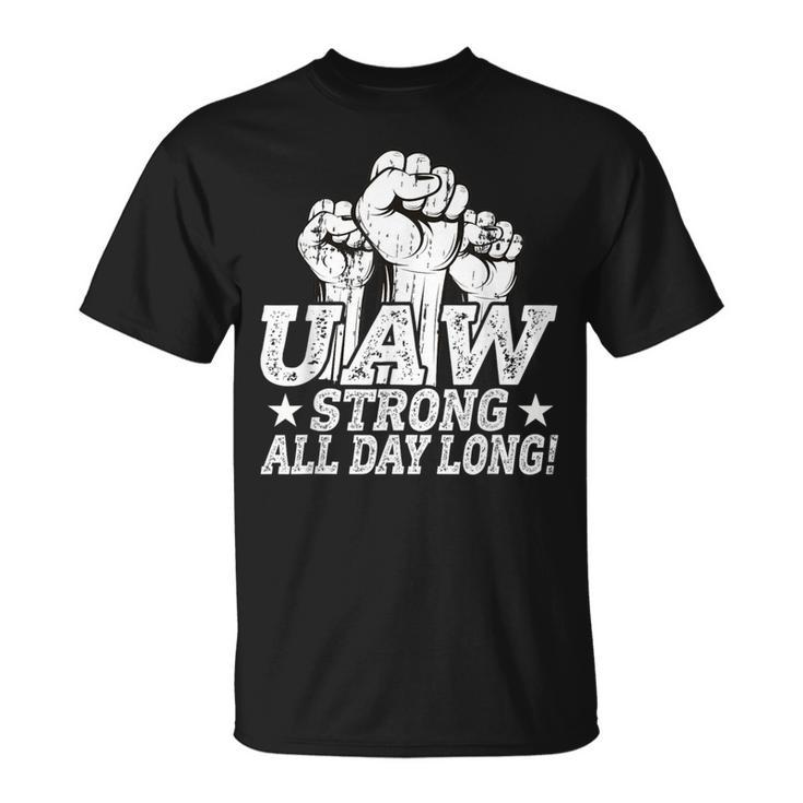 Uaw Strike Red United Auto Worker Picket Sign Uaw Worker T-Shirt