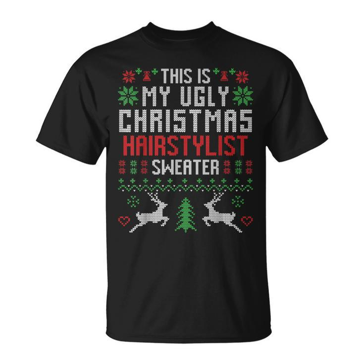 This Is My Ugly Christmas Hairstylist Sweater Hairdresser T-Shirt