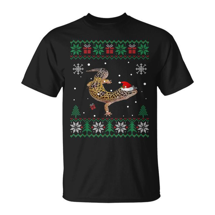 Ugly Christmas Pajama Sweater Leopard Gecko Animals Lover T-Shirt